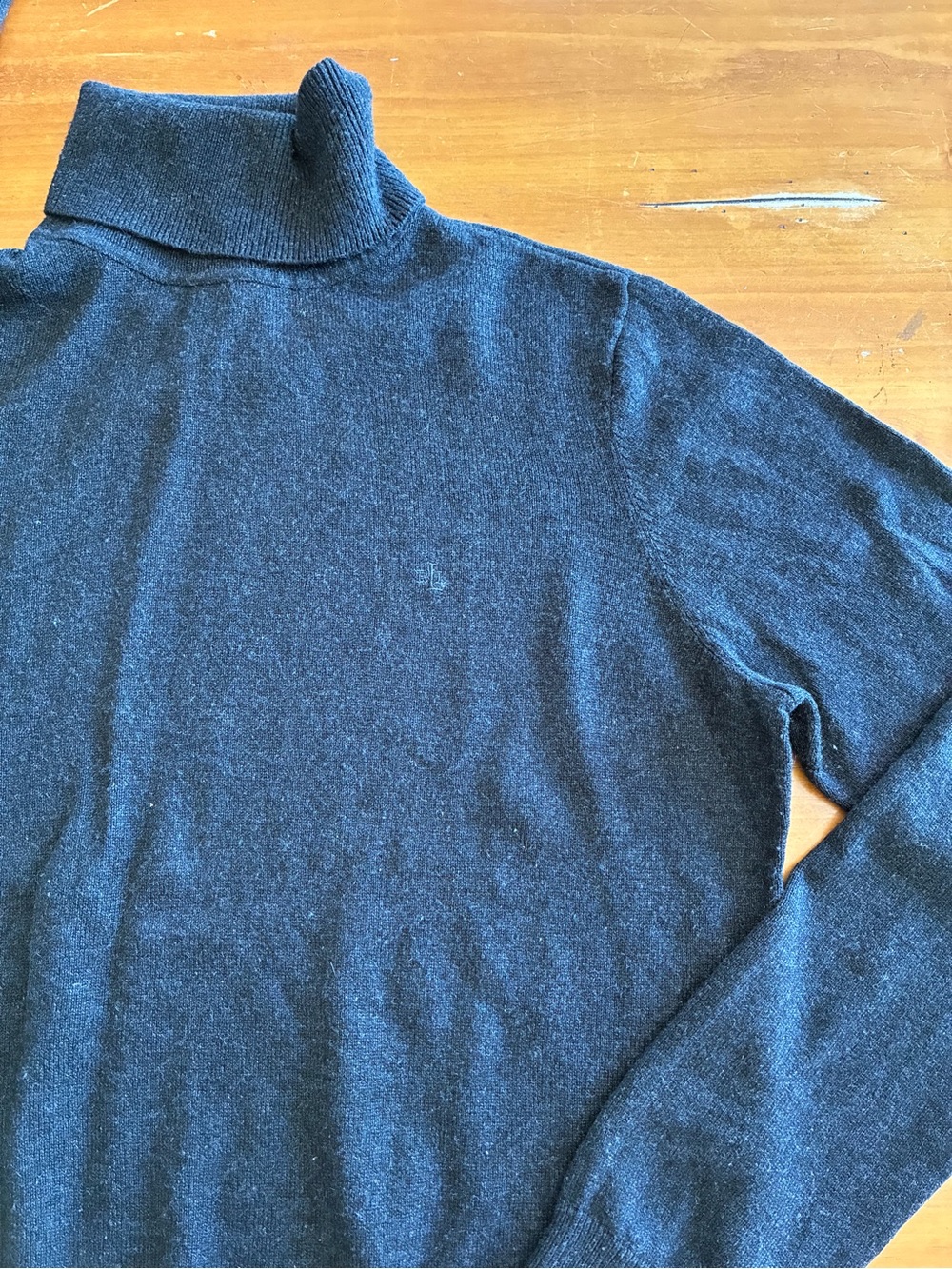 Lauren Cashmere Silk Charcoal Turtleneck Sweater XL